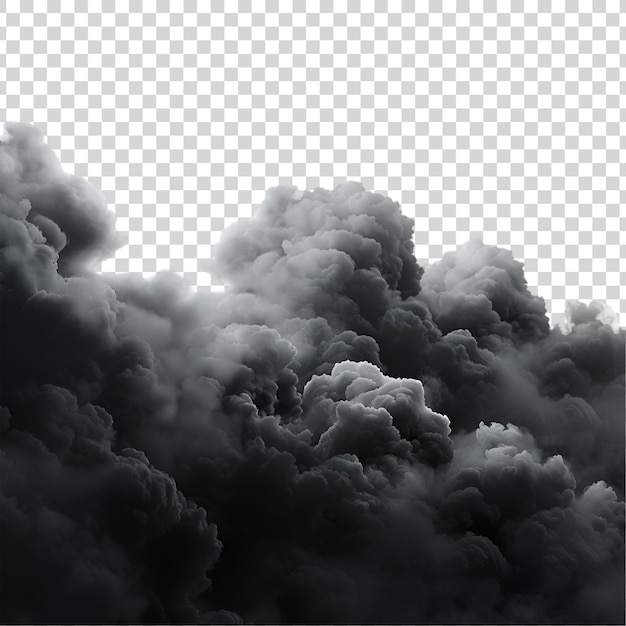 PSD black smoke isolated on transparent background