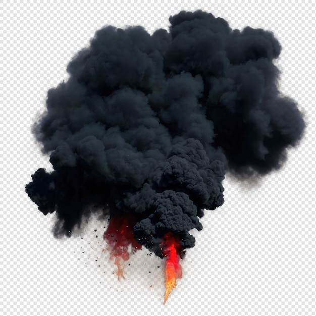 Black smoke and red fire explosions