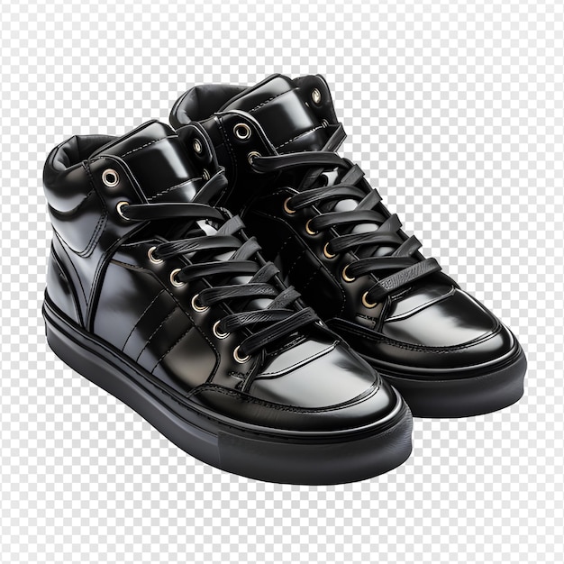 black sneakers isolated on transparent background black shoes png generative ai