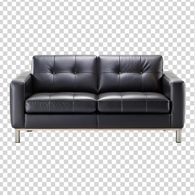 A black sofa Isolated on transparent background