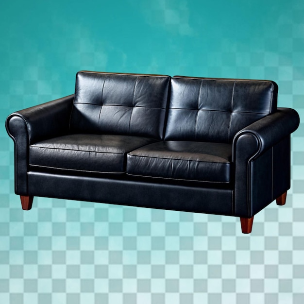 Black sofa on transparent background