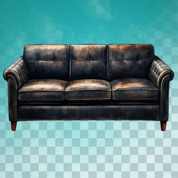 Black sofa on transparent background