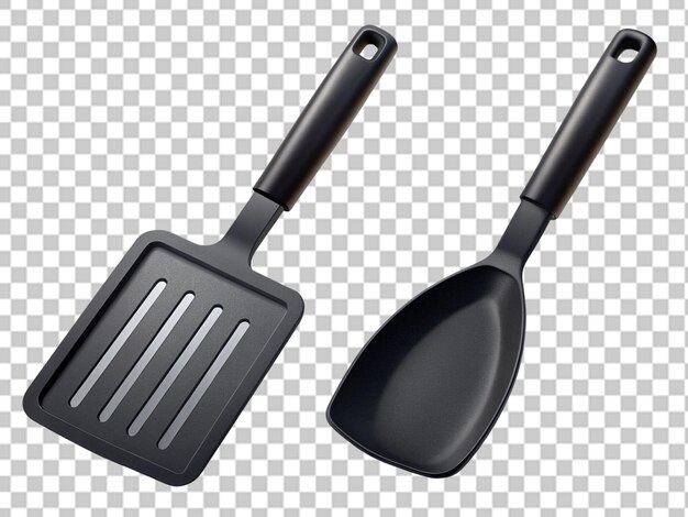 PSD black spatula for cooking png two views