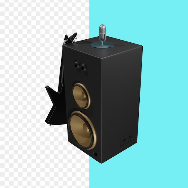 A black speaker with a star on the top