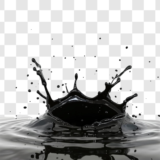 PSD black splat ink on white background render ultra real