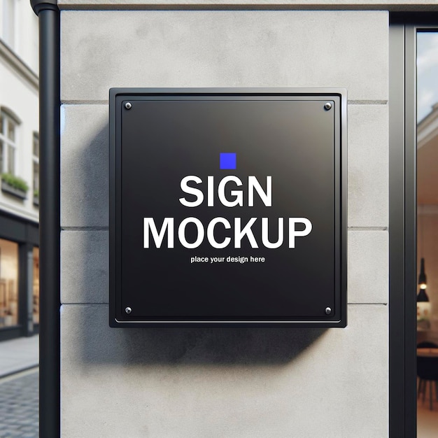 Black Square Signboard Mockup