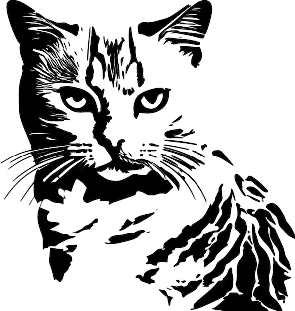 PSD black stencil portrait showcases british shorthair cats distinctive features