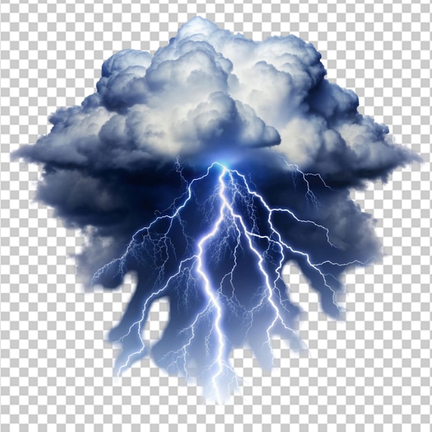 PSD black storm clouds with lightnings on transparent background