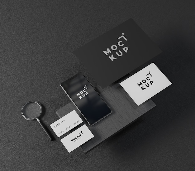 Black style stationery mockup design