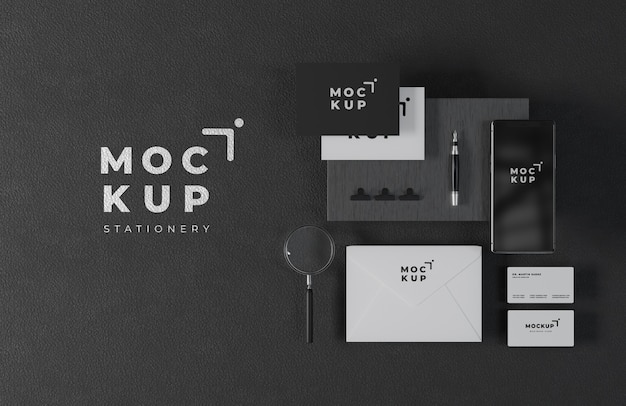 Black style stationery mockup design