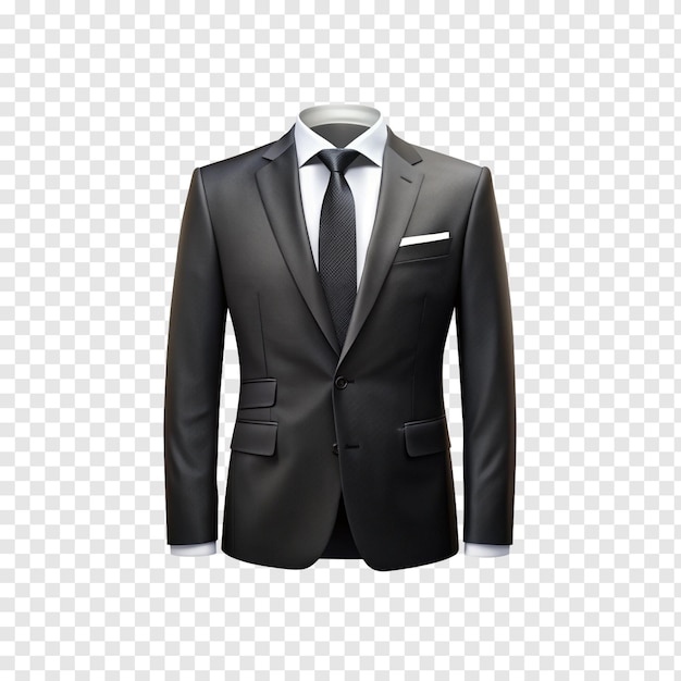 black suit with a tie on a transparent background