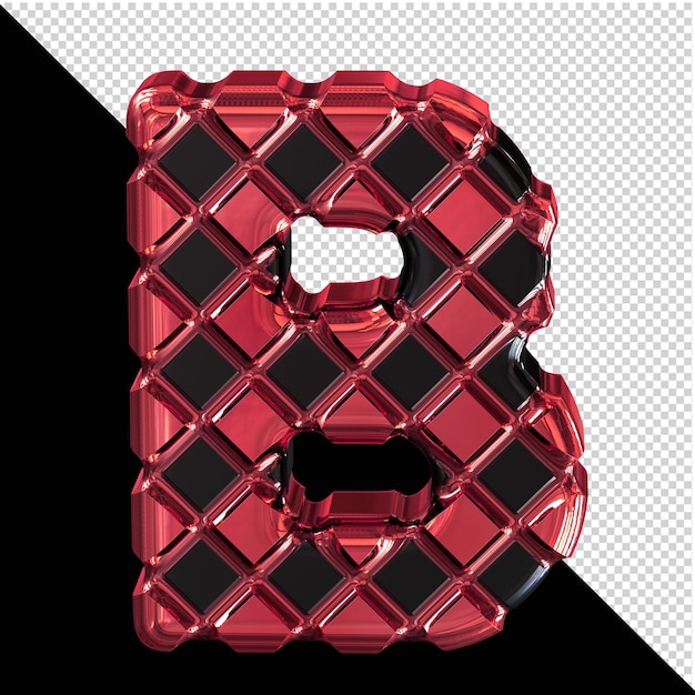 PSD black symbol made of red rhombuses letter b