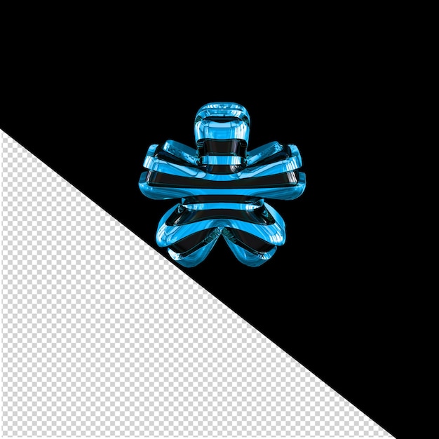 Black symbol with blue straps