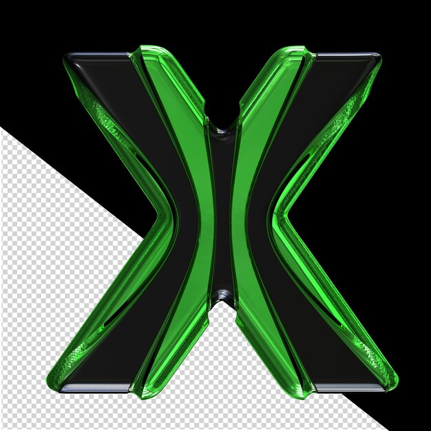 Black symbol with green vertical straps letter x