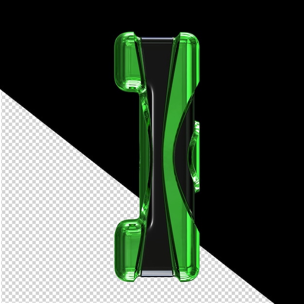 Black symbol with green vertical straps