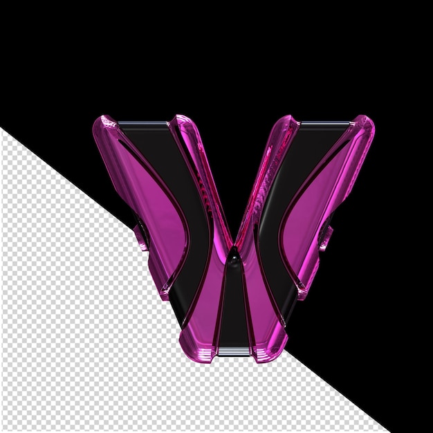 Black symbol with purple vertical straps letter v