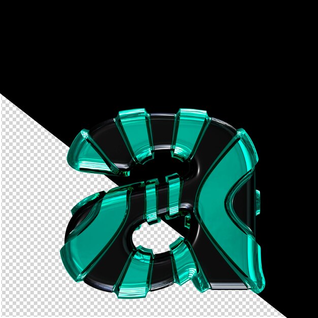 PSD black symbol with turquoise vertical straps letter a