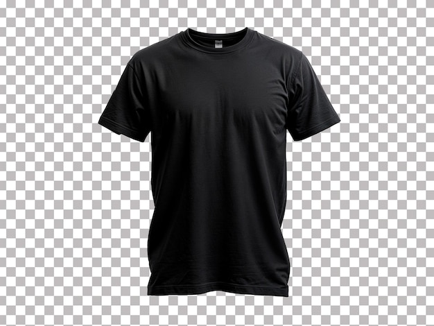 PSD black t shirt isolated on transparent background psd template