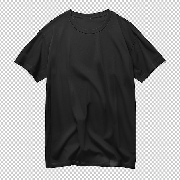 PSD black t shirt mockup isolated on transparent background