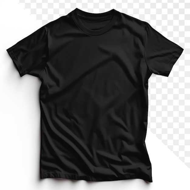 PSD black t shirt mockup on white background template