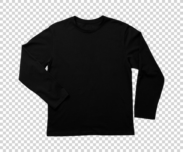 Black t shirt on transparent background