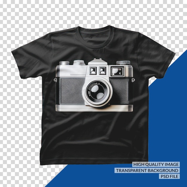 PSD a black t shirt with a camera on it