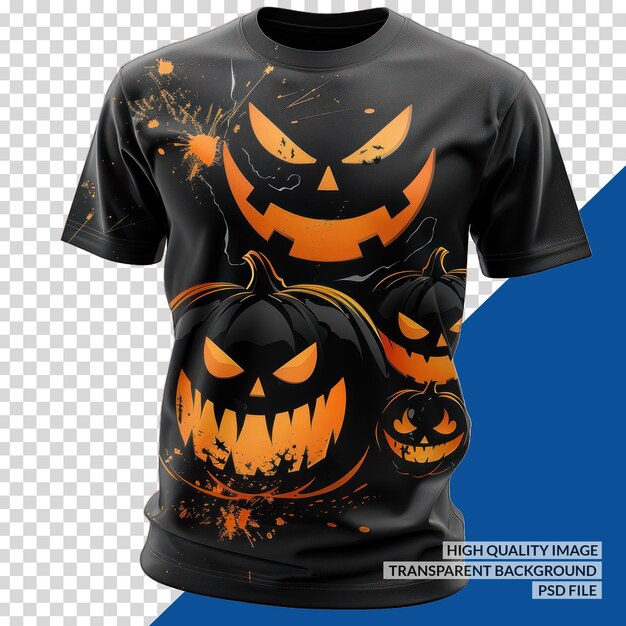 PSD a black t - shirt with a pumpkin face on it