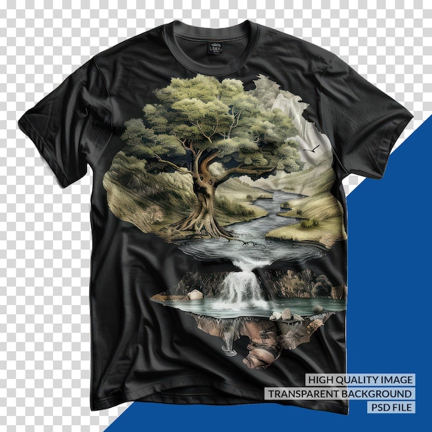 PSD a black t shirt with a tree on the front and the word quot wild quot on the front