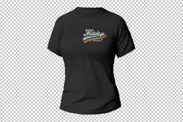 Black t-shirt for woman over transparent surface