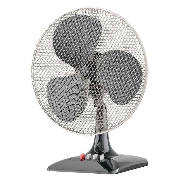 Black Table Fan 3D rendering isolated on transparent background