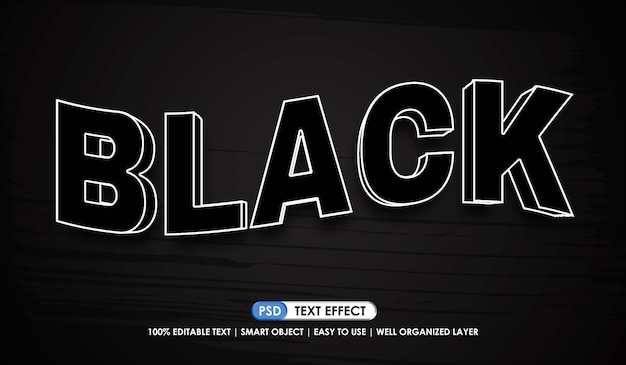 Black text effect editable