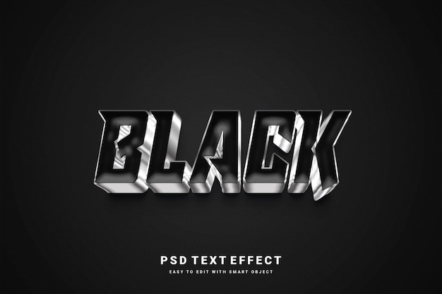 black text effect in silver style