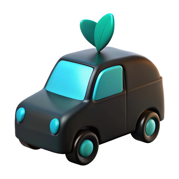 PSD a black toy car with a heart on the roof