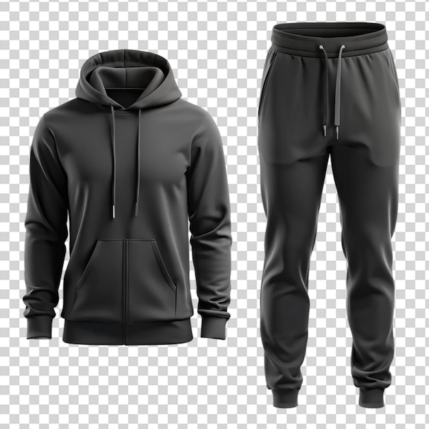 Black Tracksuit Set Mockup on transparent background