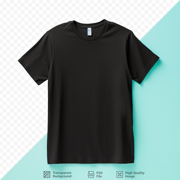 Black tshirt front view isolated on transparent background