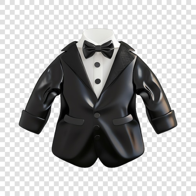 a black tuxedo jacket with a bow tie on it