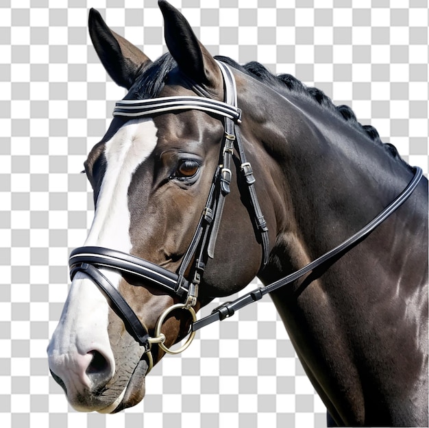 PSD black and white bridle isolated on transparent background