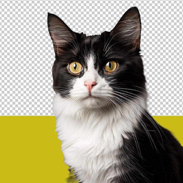 Black and white cat on plain PNG background