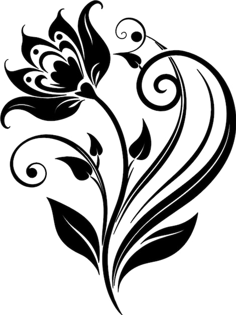 PSD a black and white drawing of a flower with a design that says quot flower quot