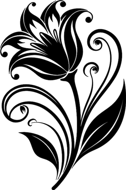 PSD a black and white drawing of a flower with a design that says quot flower quot