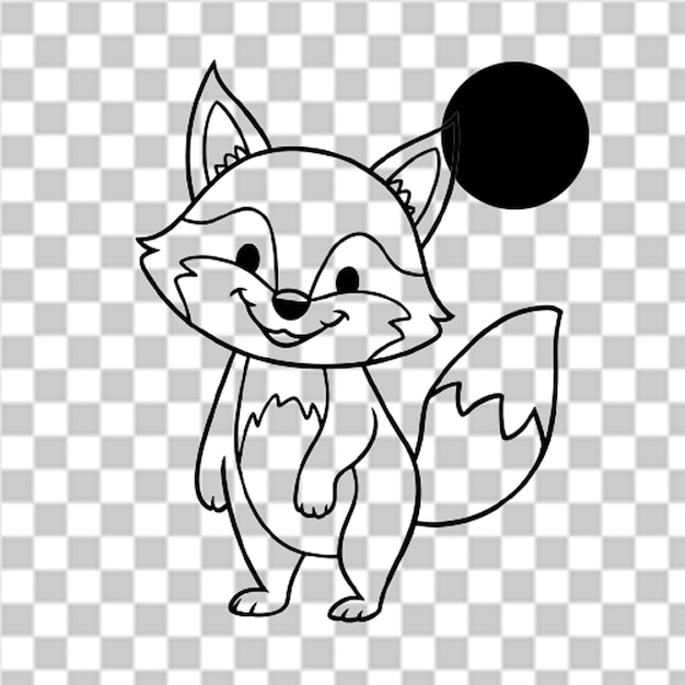 a black and white drawing of a fox with a ball on it