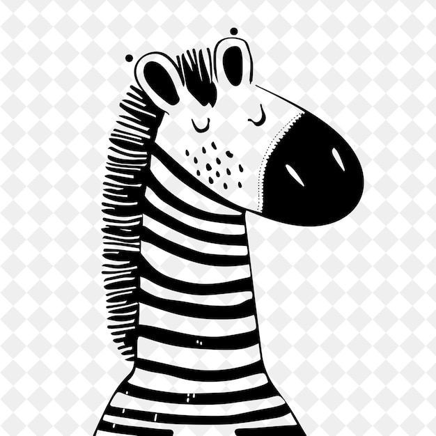 PSD a black and white drawing of a giraffe with a black nose and a white background with a black and whi