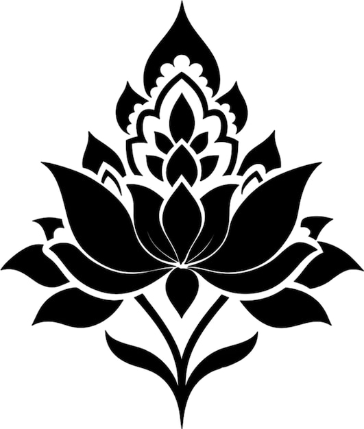 PSD a black and white drawing of a lotus flower with the words quot lotus quot on it