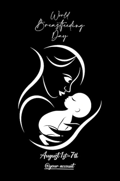 PSD a black and white drawing of a mother and baby