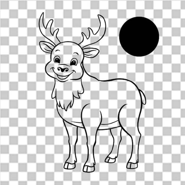 PSD a black and white drawing of a reindeer with a black circle on it