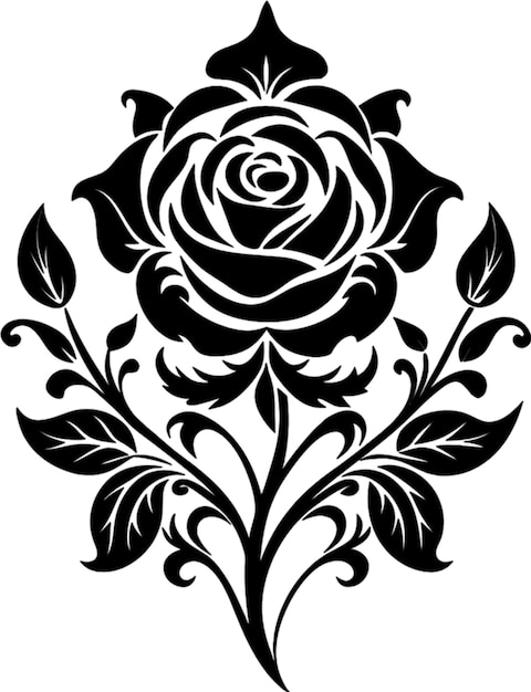 a black and white drawing of a rose with the word quot rose quot on it