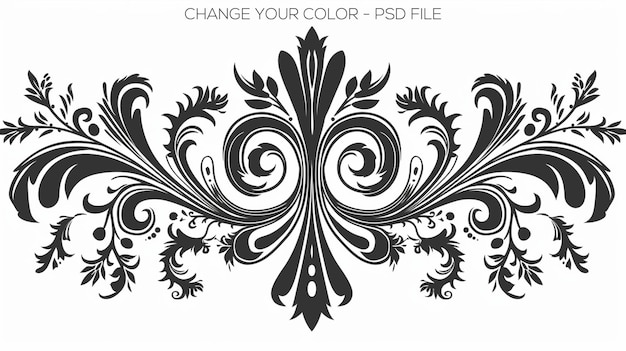 PSD black and white floral damask pattern background vector with long shadow seamless pattern design