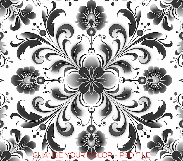 a black and white floral wallpaper with a floral design