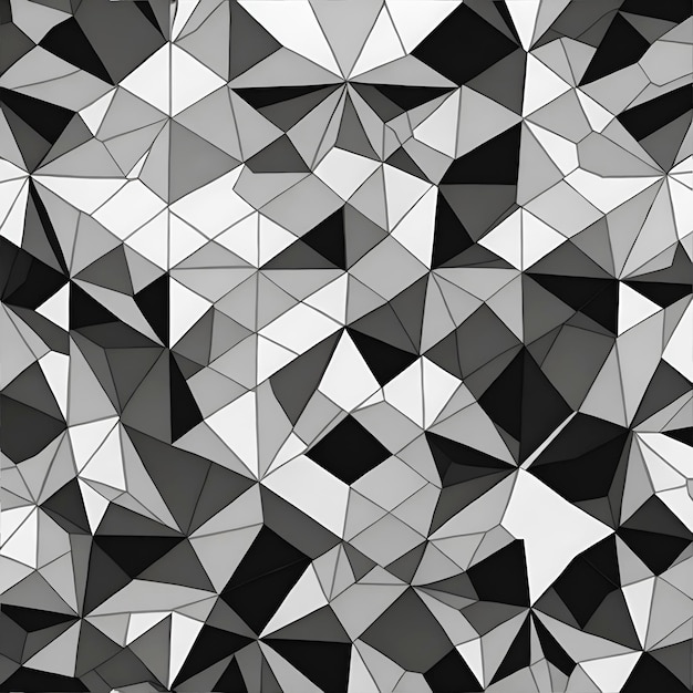 Black and white geometric plexus line pattern design with transparent triangles