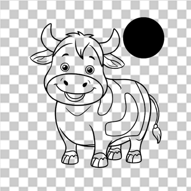 a black and white image of a cow with a round face